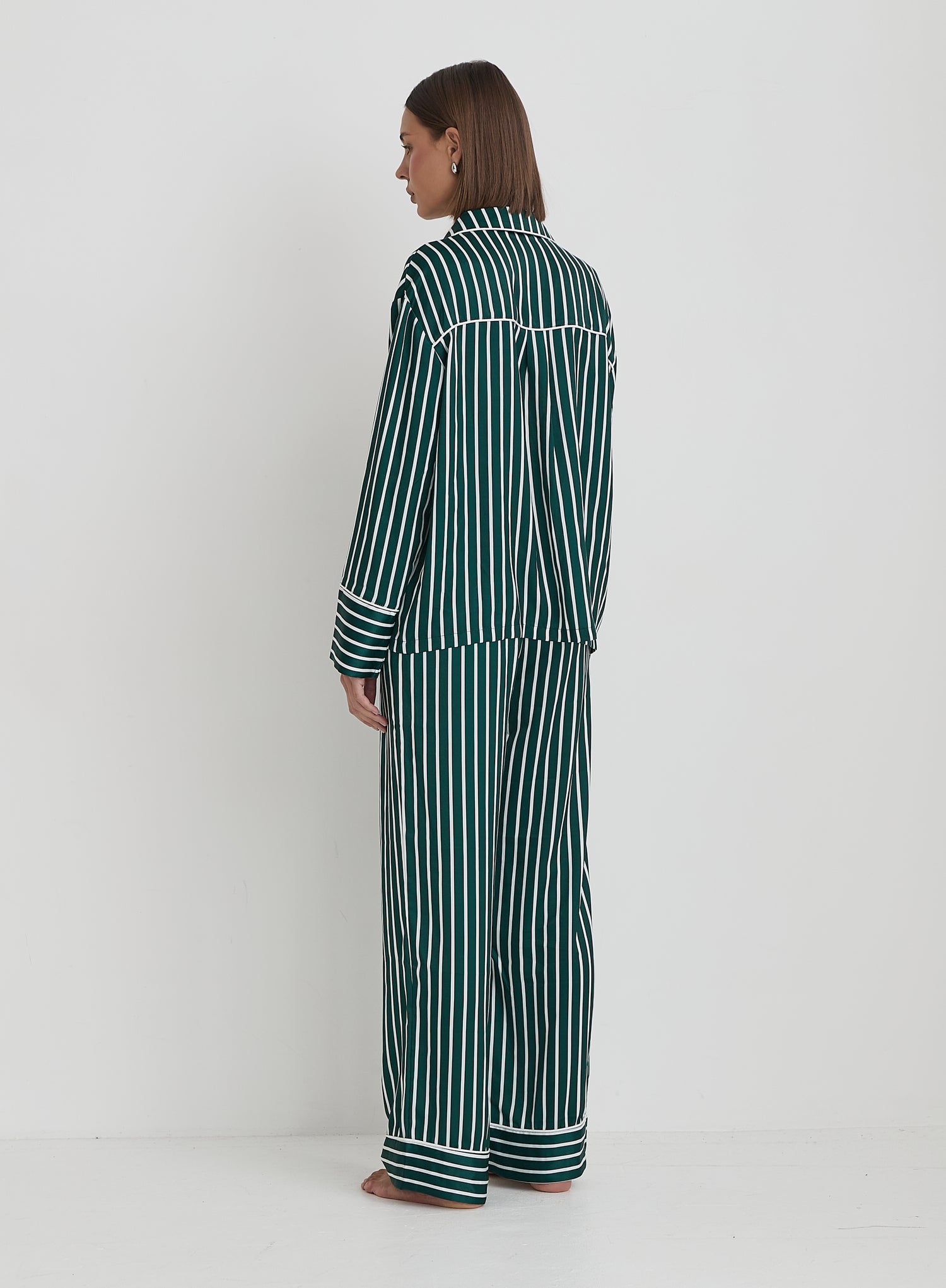Green Striped Satin Pyjama Trouser